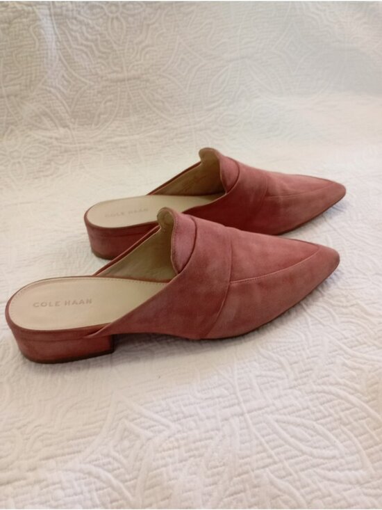 Cole Haan Shoes - Cole Haan Womens Pointed Toe Pink Suede Mule Flats 9B